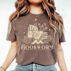Bookworm Comfort Colors graphic T-shirt featuring a book lover design on a relaxed garment-dyed tee for readers and bookworms in Espresso