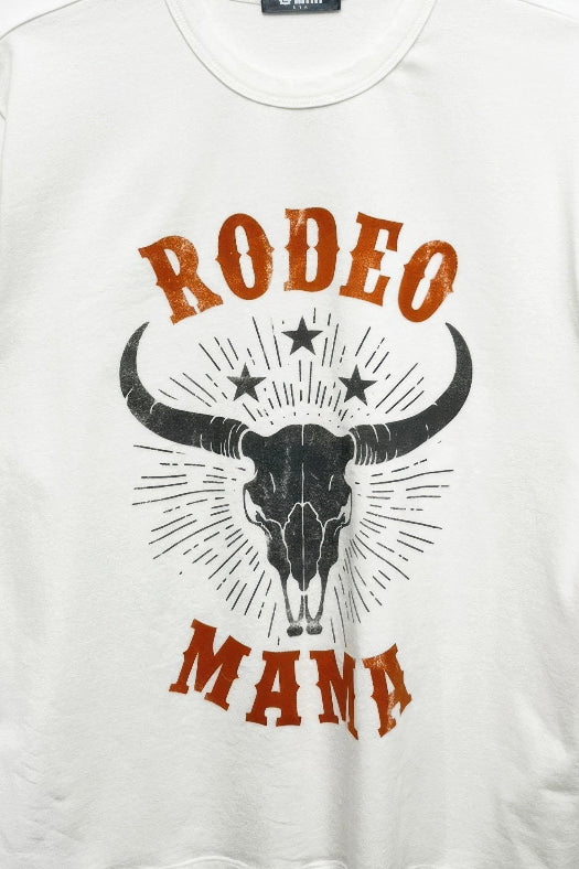 Women's Rodeo Mama graphic tee with crew neckline, short sleeves, and soft stretch fabric