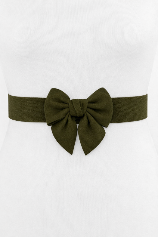 Merry & Bright Bow Belt in Olive