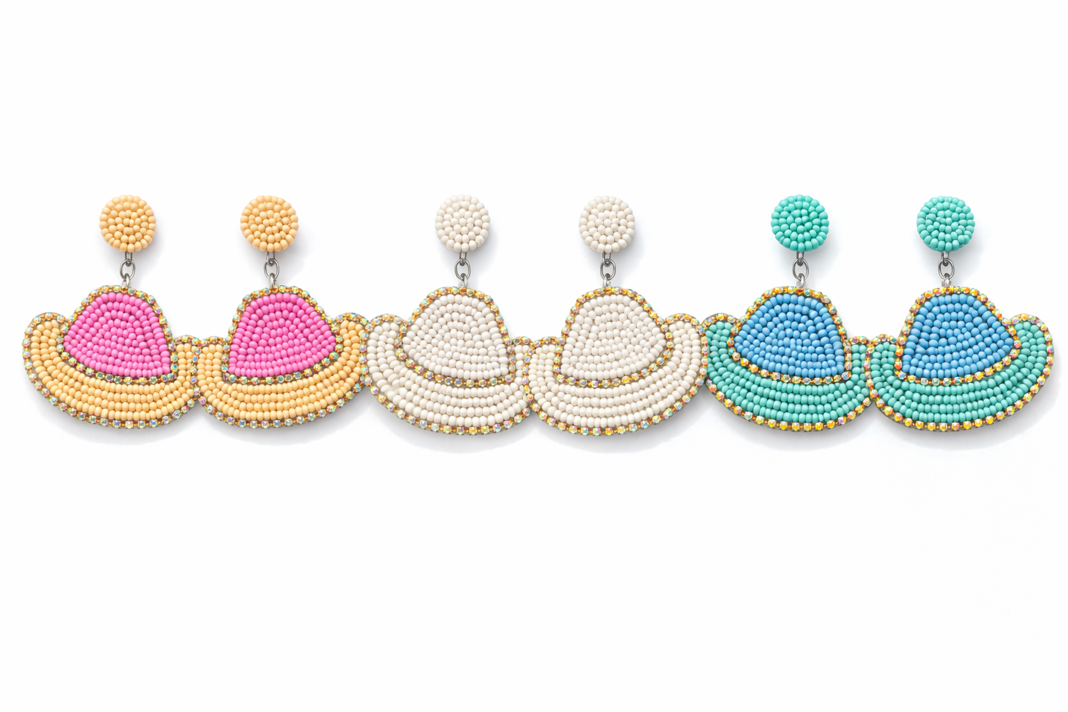 Stardust Beaded Cowgirl Hat Earrings – Western Dangle Earrings