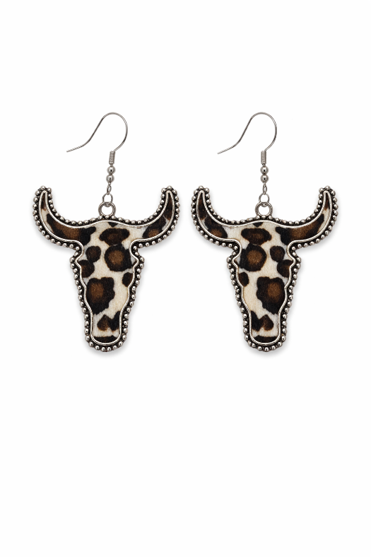 Cow Print Longhorn Earrings