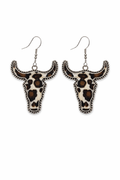 Cow Print Longhorn Earrings – Western Statement Dangle Earrings