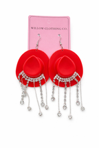 Rhinestone Rodeo Cowgirl Hat Earrings – Western Statement Earrings