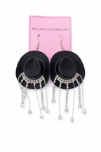 Rhinestone Rodeo Cowgirl Hat Earrings – Western Statement Earrings