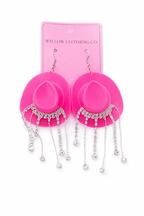Rhinestone Rodeo Cowgirl Hat Earrings – Western Statement Earrings