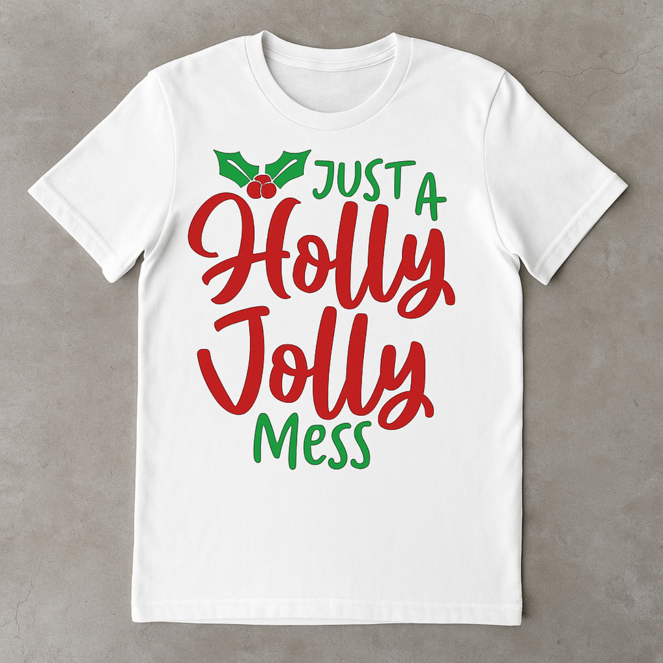 Holly Jolly Mess Bella + Canvas 3001 Christmas Unisex T-Shirt