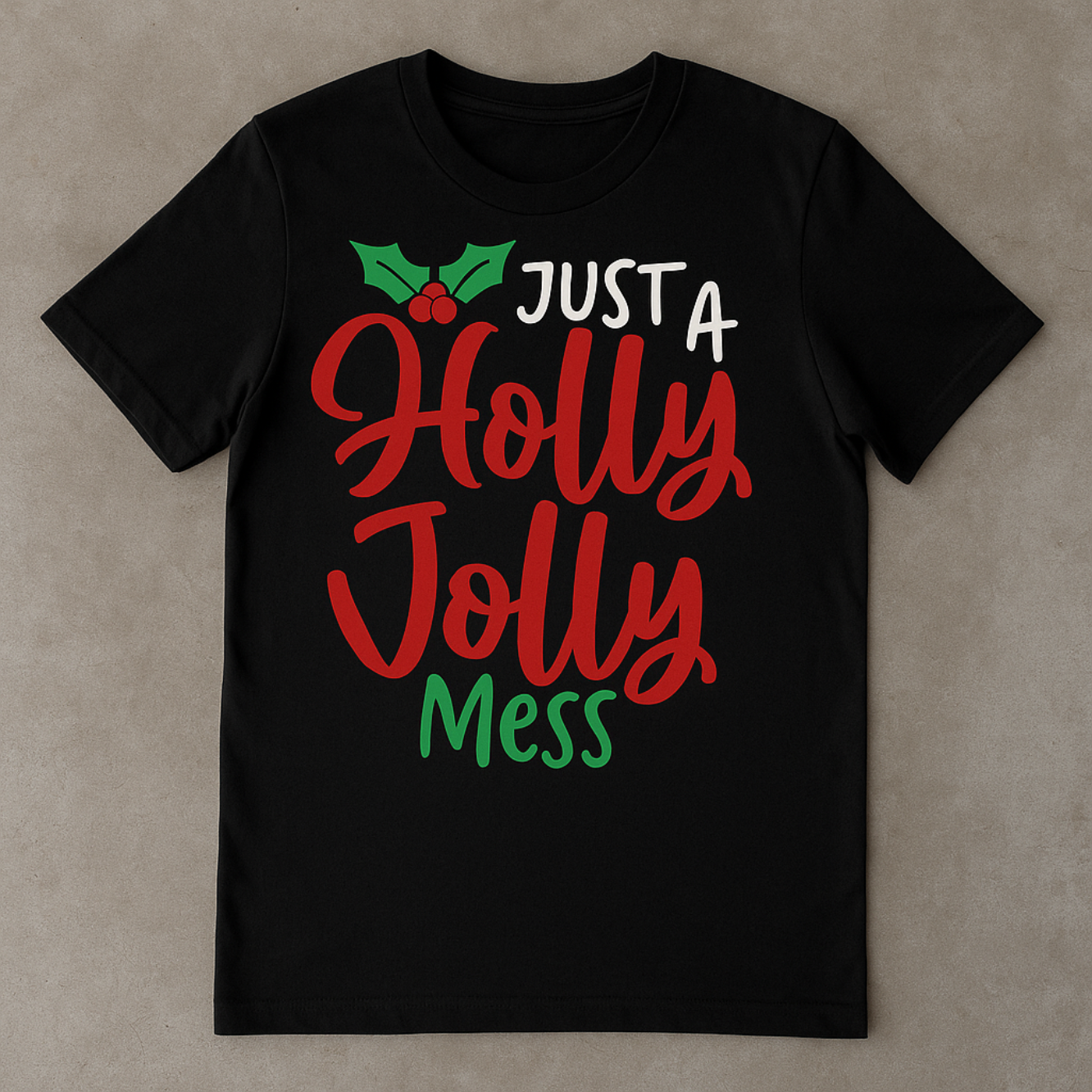 Holly Jolly Mess Bella + Canvas 3001 Christmas Unisex T-Shirt
