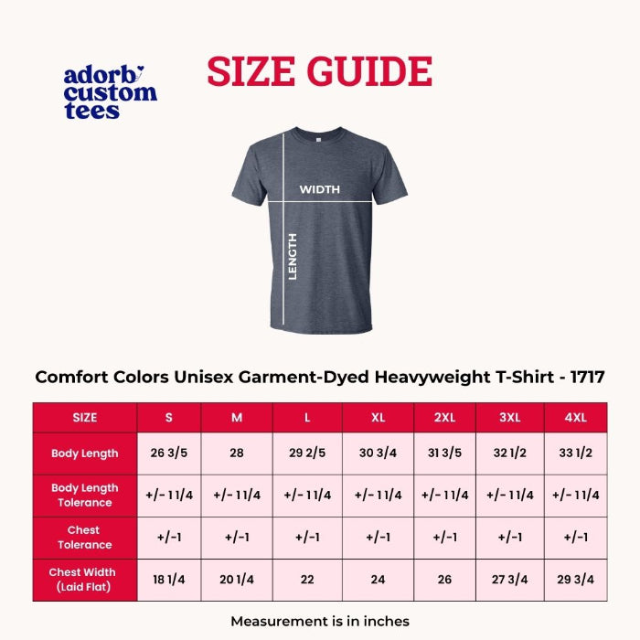 Size Guide for Comfort Colors 