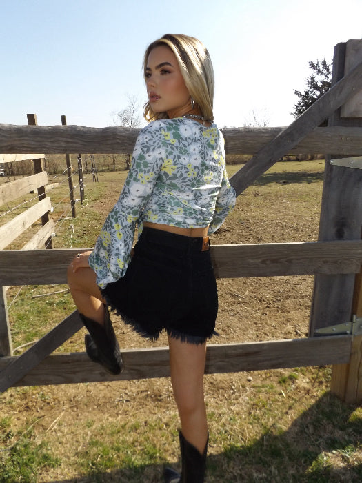 On The Go Distressed Shorts - Black | Women's High Rise Denim Shorts