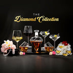 Set of four diamond-shaped stainless steel chilling stones by Dragon Glassware designed to cool whiskey and other beverages without melting or diluting drinks.
