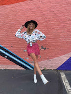 Nashville Babe Rhinestone Fringe Mini Skirt – Pink Western Skirt