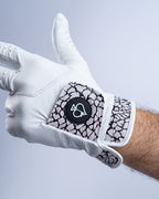 Pins & Aces Premium Tour men’s golf glove featuring an elephant print design and 100% premium AAA Cabretta leather construction.
