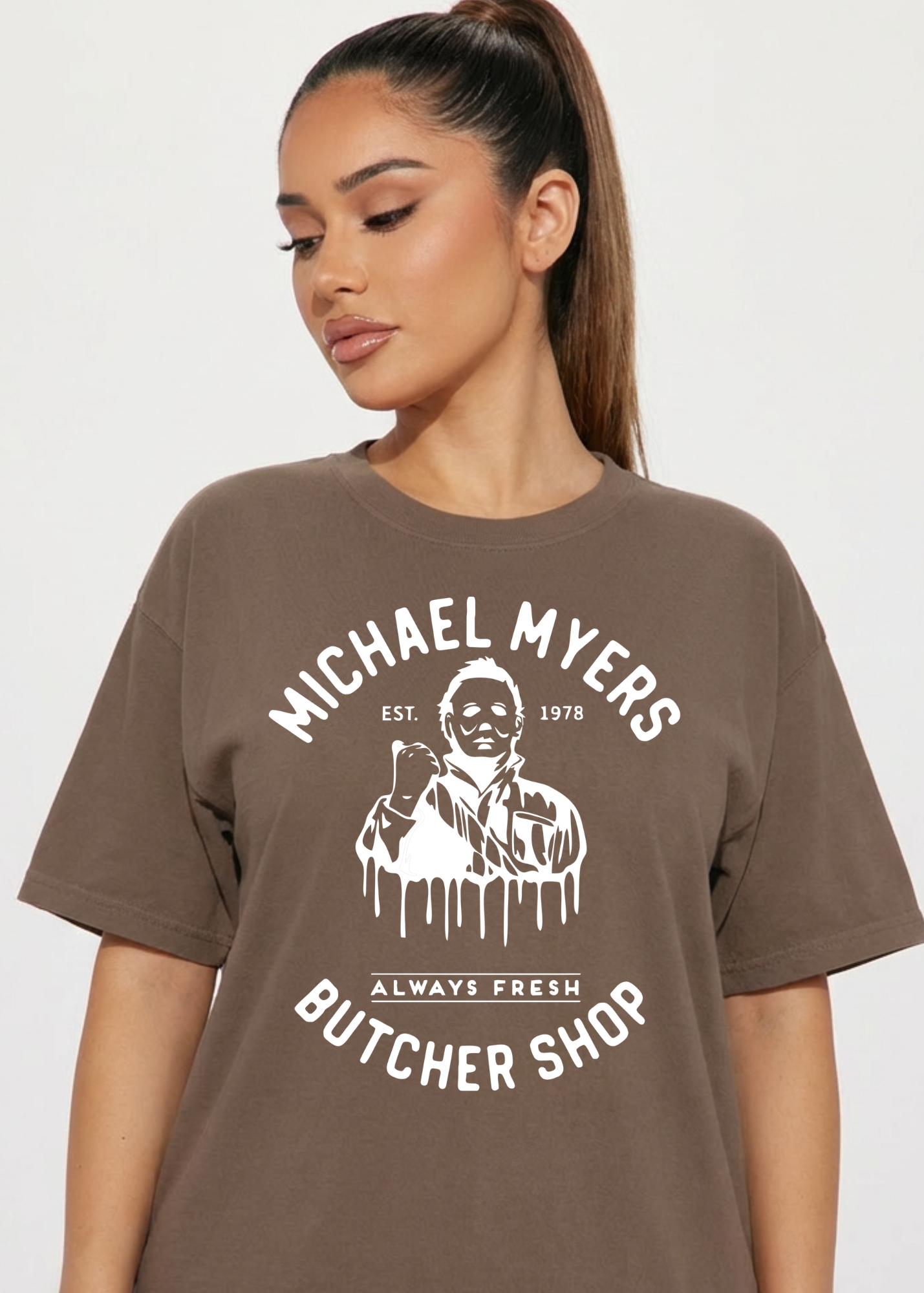 Michael Myers Butcher Shop Graphic Tee – Halloween Horror Shirt