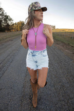 Lindsey Asymmetrical Distressed Shorts – Acid Light Wash Denim Shorts
