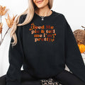 Feed Me Pie and Tell Me I’m Pretty funny Thanksgiving sweatshirt featuring a fall pie lover graphic on a cozy unisex crewneck in Black