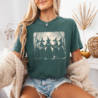 Girls Will Be Girls Comfort Colors graphic T-shirt with a playful Halloween-inspired design for spooky season in Blue Spruce