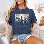Girls Will Be Girls Comfort Colors graphic T-shirt with a playful Halloween-inspired design for spooky season in Denim
