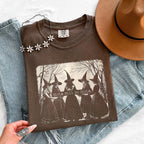 Girls Will Be Girls Comfort Colors graphic T-shirt with a playful Halloween-inspired design for spooky season in Espresso