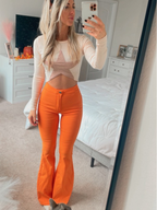Fiona High Waisted Bell Bottom Flare Jeans – Orange Stretch Denim