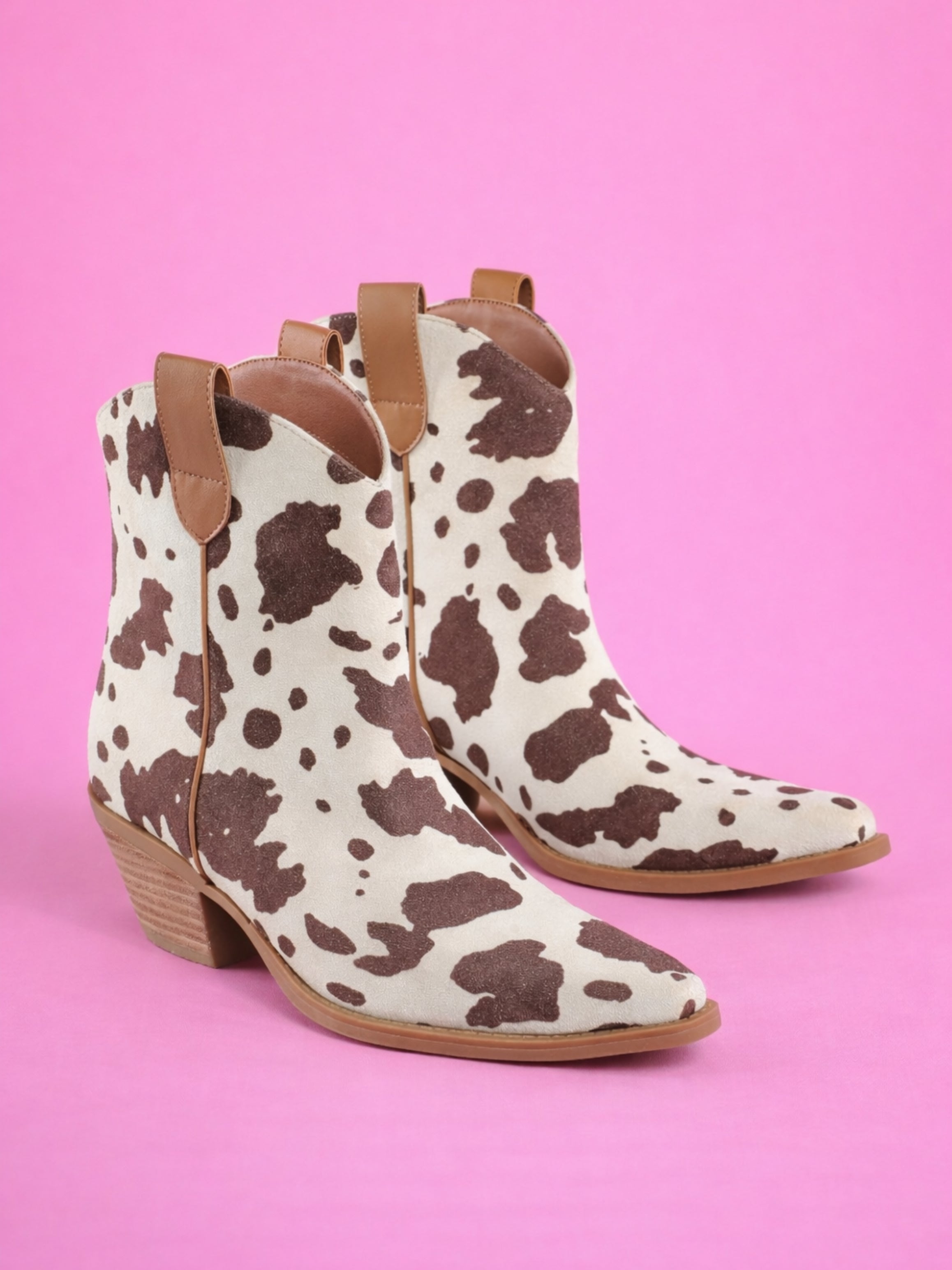 Braylynn Cow Print Boots – Western Cow Print Ankle Booties