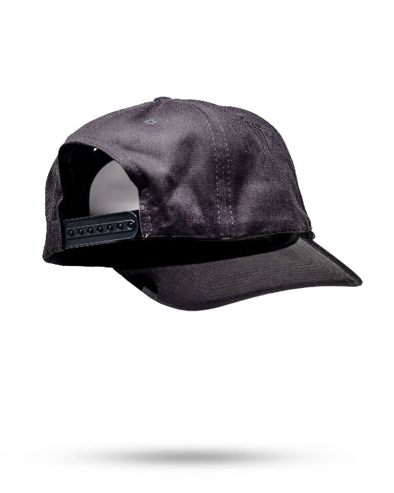 Heritage Charcoal rope golf hat by Pins & Aces featuring a low-profile 5-panel design, classic rope accent, adjustable snapback, and built-in magnetic golf ball marker holder.
