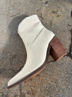 Harmony Beige Western Heeled Boots – Pointed Toe Booties