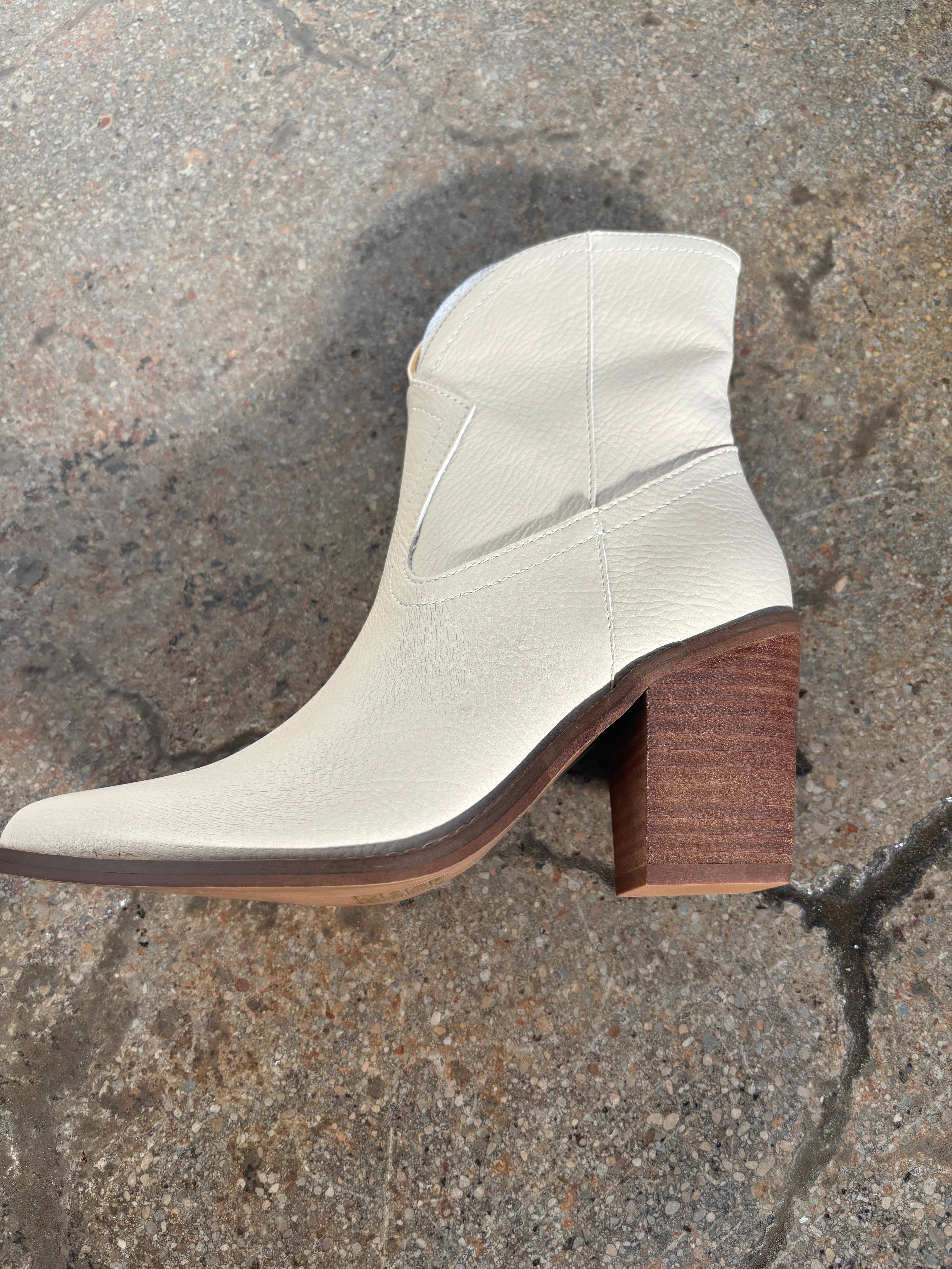 Harmony Beige Western Heeled Boots – Pointed Toe Booties