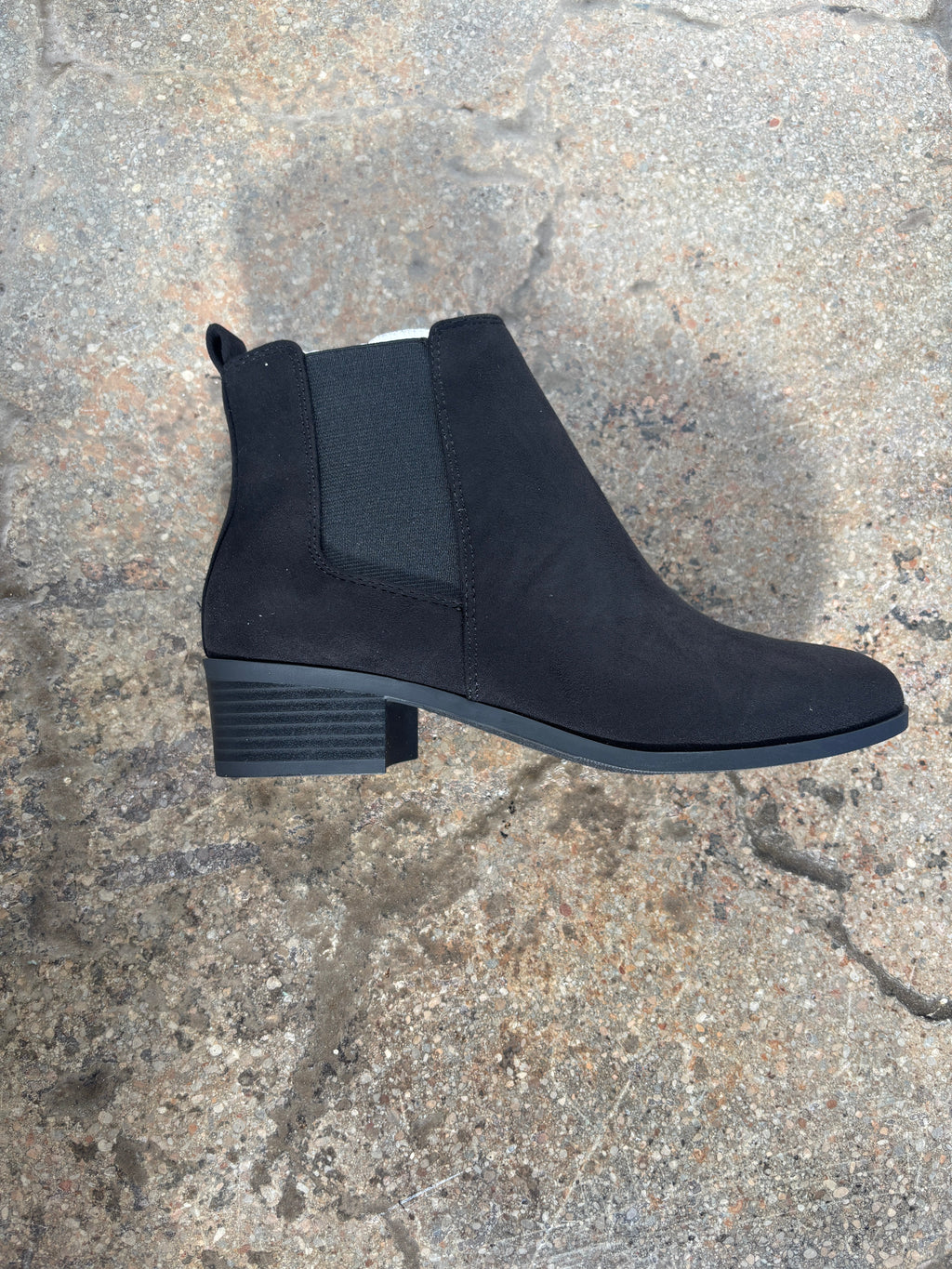Black Suede Pointed Ankle Booties – Low Heel Western Boots