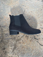 Black Suede Pointed Ankle Booties – Low Heel Western Boots