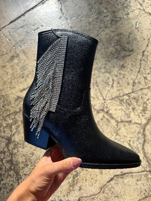 Rowan Fringe Rhinestone Cowgirl Boots in black