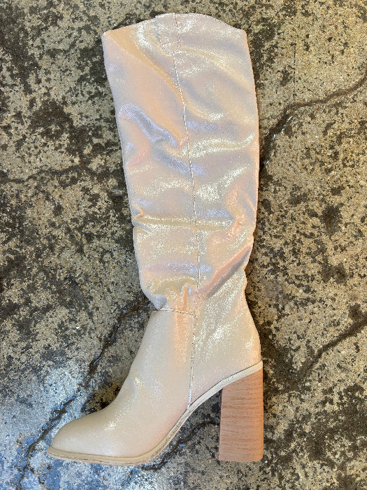Stephanie Taupe Knee High Platform Boots – Faux Leather Heels