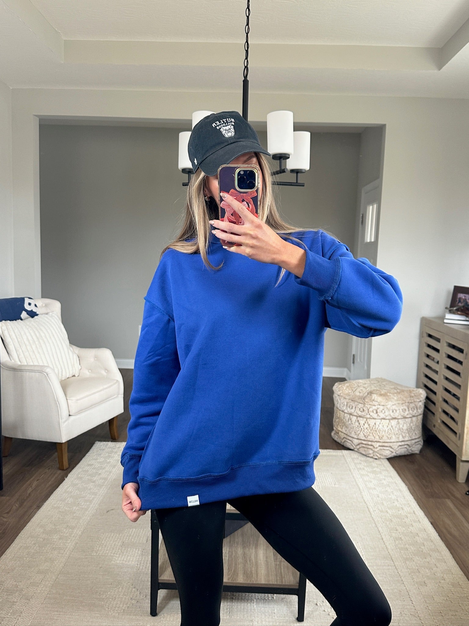 Tilly Blue Oversized Mock Neck Sweatshirt – Cozy Crewneck