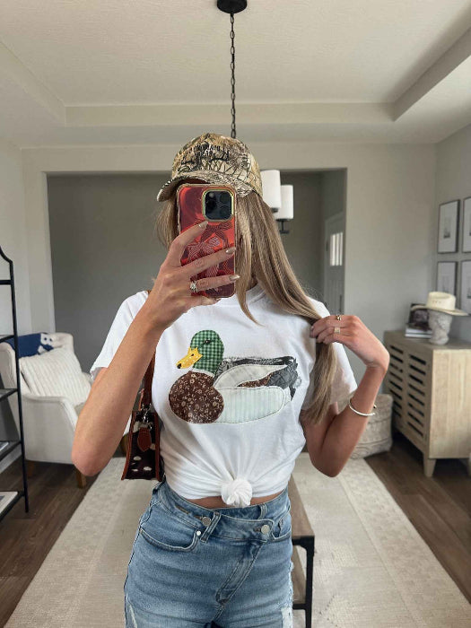 Patch Work Mallard Graphic in White