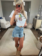 Lindsey Asymmetrical Distressed Shorts Medium Wash