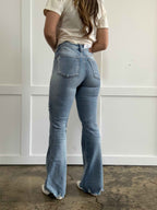 Viral Cindy High Rise Tummy Control Destroy Flare Jeans – Distressed Denim