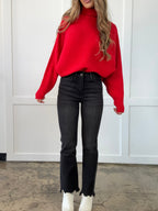 Macy High Rise Wide Leg Jeans – Distressed Knee Denim