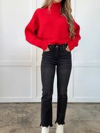 Macy High Rise Wide Leg Jeans – Distressed Knee Denim