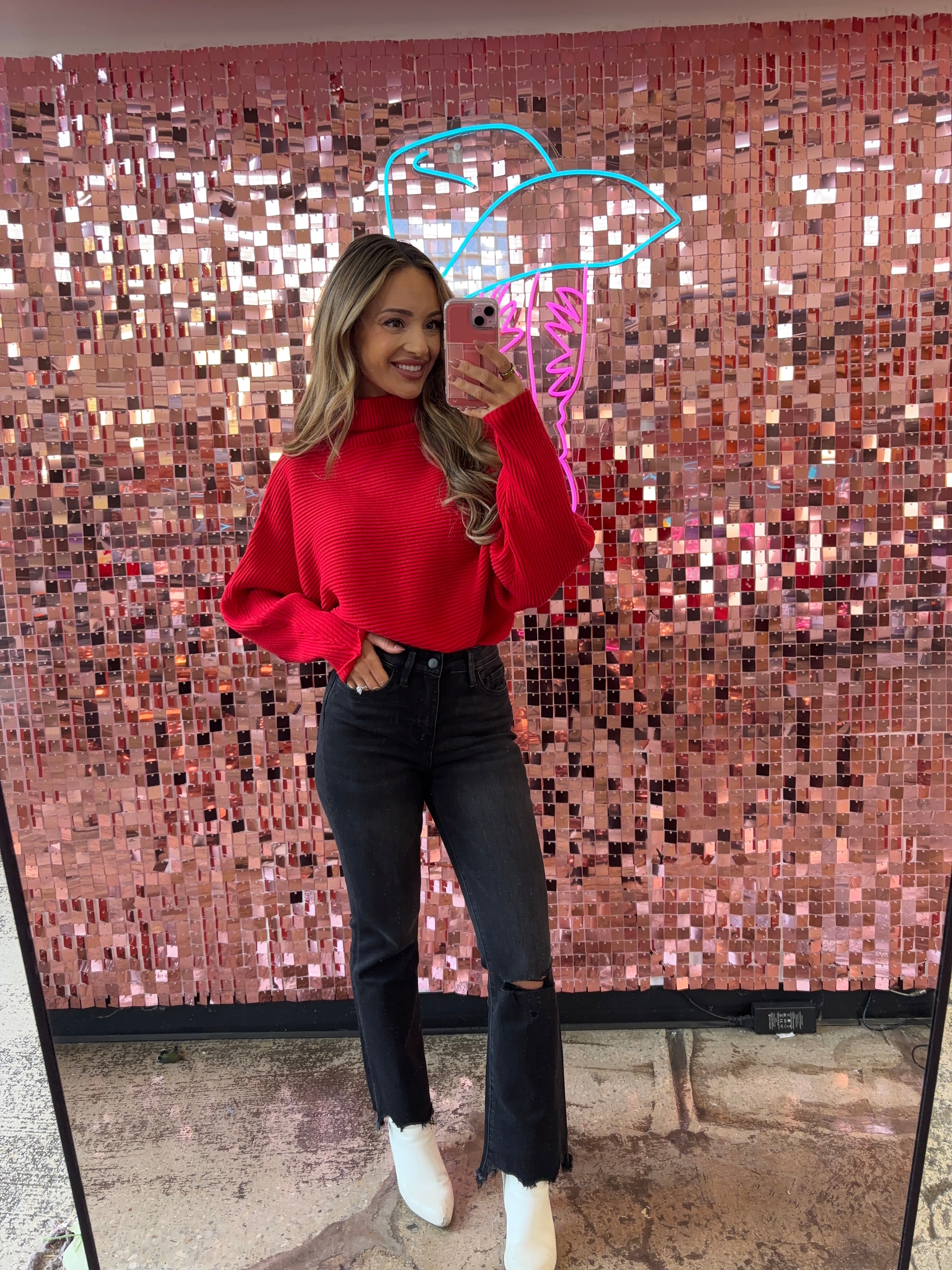 Macy High Rise Wide Leg Jeans – Distressed Knee Denim