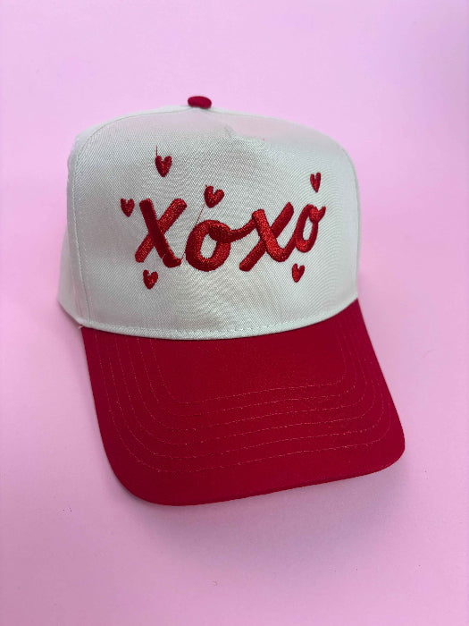 XOXO 3D Trucker Hat in Red/Ivory