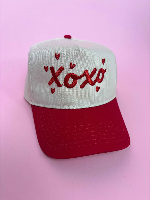 XOXO 3D Trucker Hat in Red/Ivory