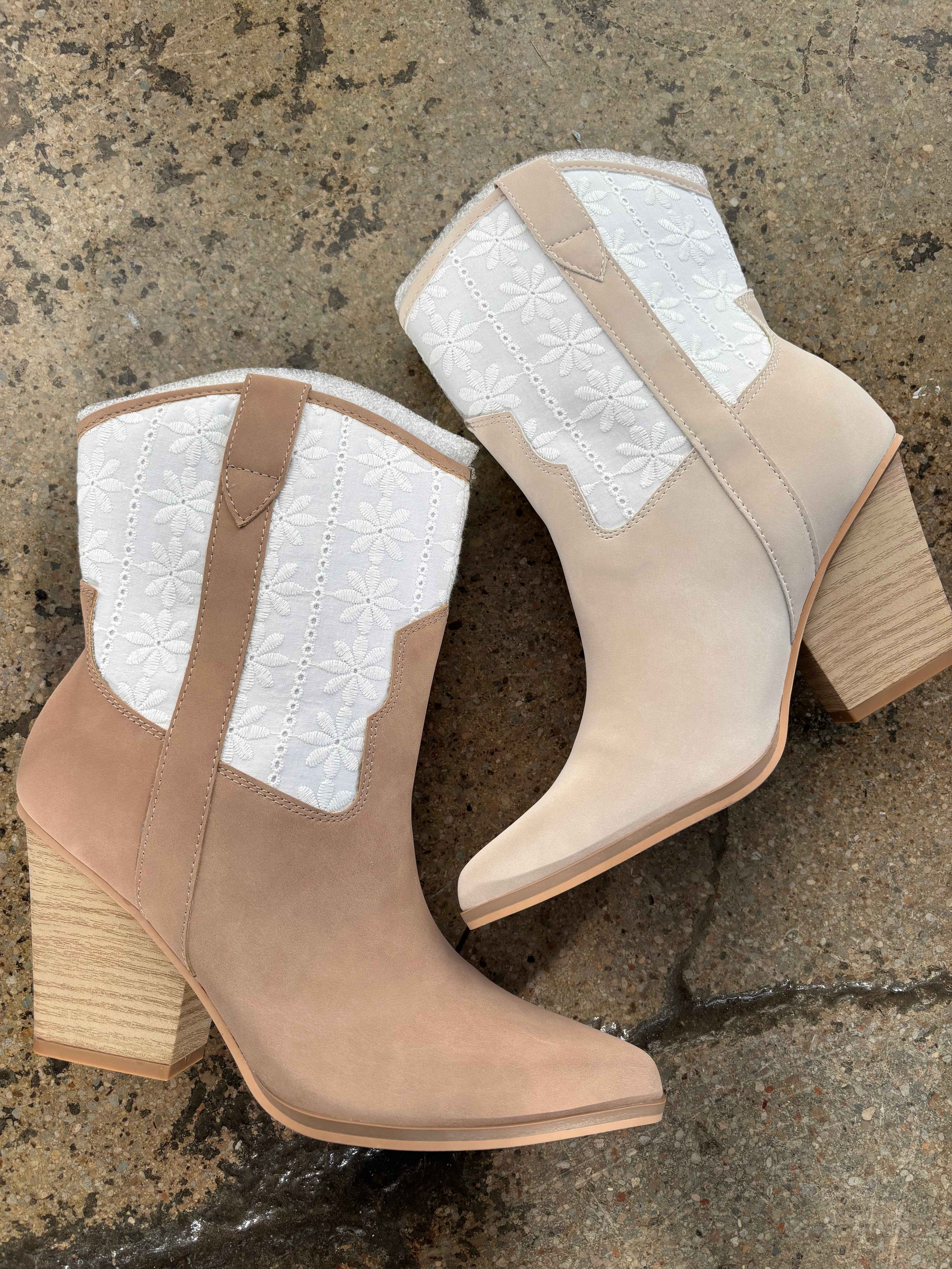 Sutton Floral Weave Cowgirl Boots – Western Embroidered Booties
