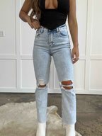 Annie High Rise Crop Straight Jeans – Acid Light Wash