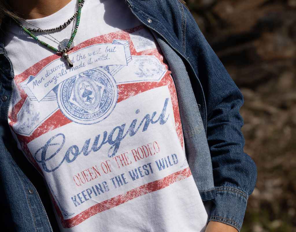 Queen of the Rodeo Graphic Tee, Cropped Hoodie & Crewneck in White