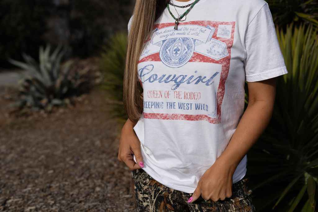Queen of the Rodeo Graphic Tee, Cropped Hoodie & Crewneck in White