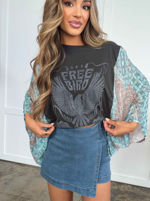 Free Bird Vintage Kantha Top – Boho Artisan Patchwork Blouse