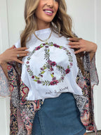 Peace and Love Kantha Styled Top – Boho Layered Patchwork Tee