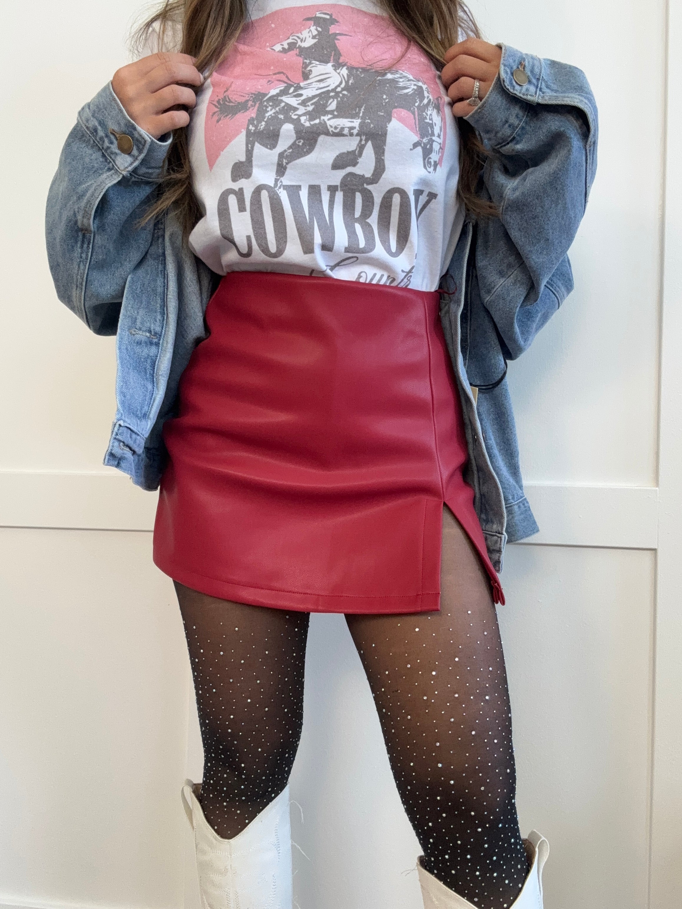 Call It Even Leather Skort – Faux Leather Side Slit Skort