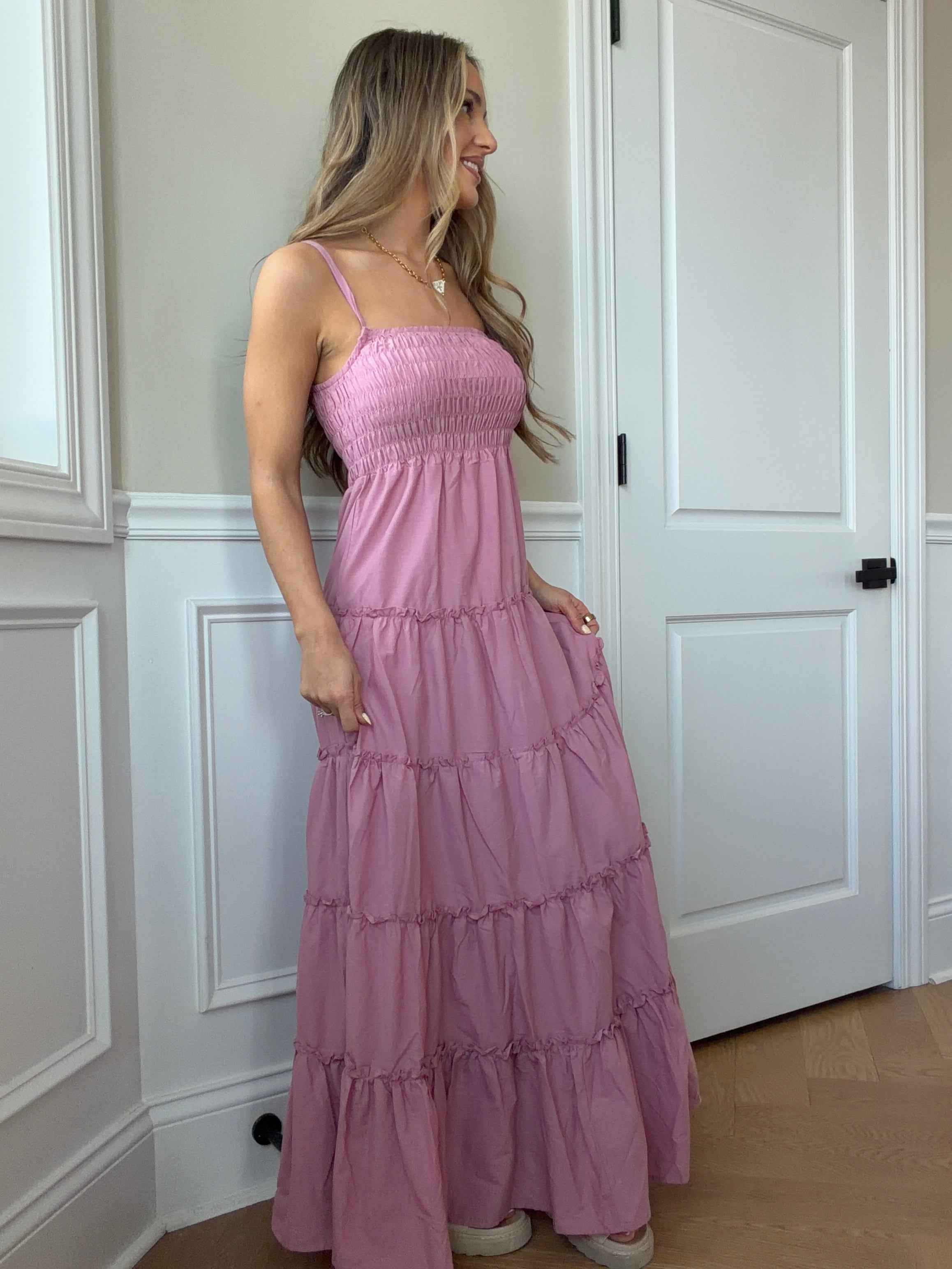 Alicia Summer Dress – Flowy Ruched Waist Maxi Dress