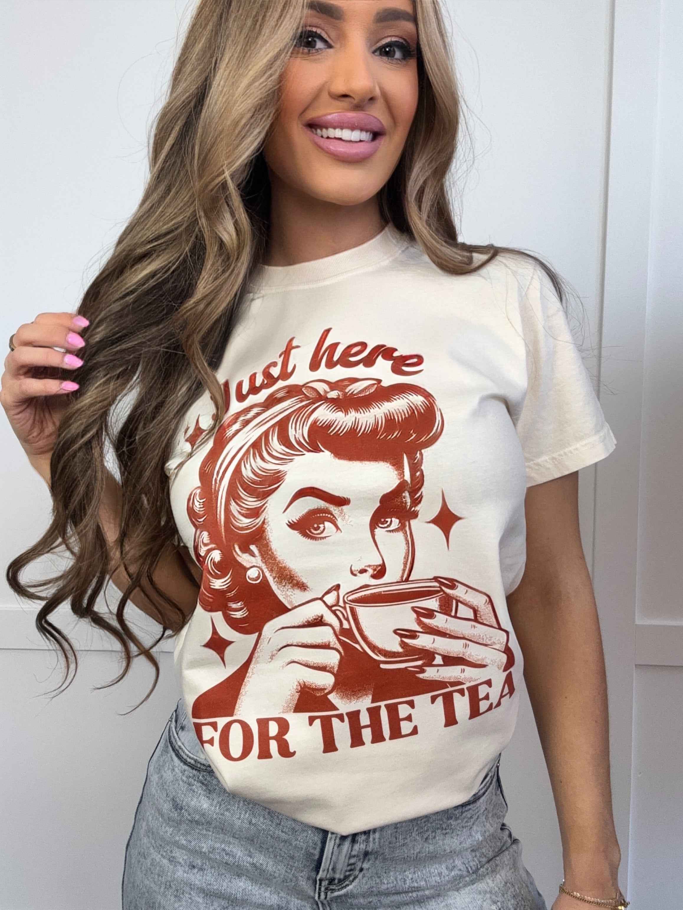 Here For The Tea Graphic Tee – Funny Boutique Shirt