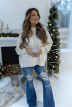 Viral Lainey Tummy Control Flare Jeans – High Waisted Distressed Denim